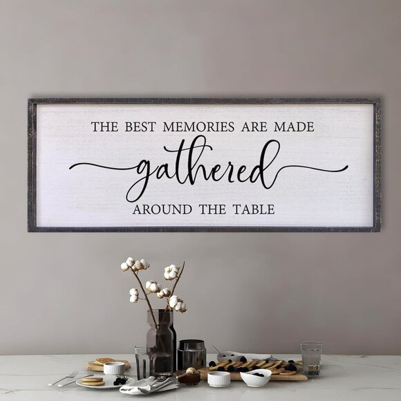The Best Memories Are Made Gathered Around The Table Wall Decor 32"x12" Large Ru - Picture 5 of 7